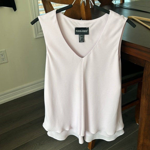 Frank Lyman Chiffom Sleeveless Top Tiered Ruffle Hem Women Soft Pink Size 10 - Picture 3 of 13